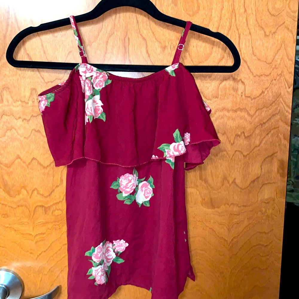 Maroon Flower blouse. Never worn